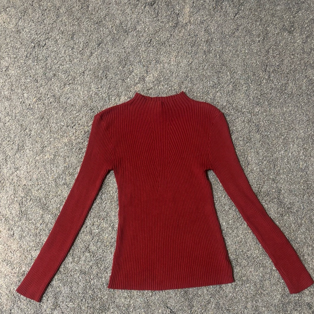 Red Mockneck Sweater - Picture 2 of 3